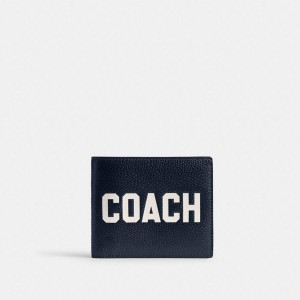 COACH® 3 In 1 With Coach Graphic Men Wallet Navy | RNOE40182