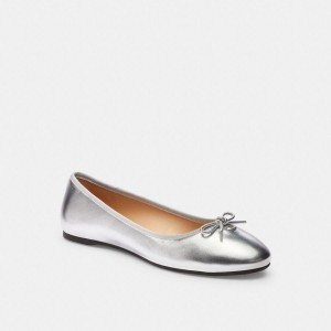 COACH® Abigail Flat Women Loafers Silver | UBRL57082