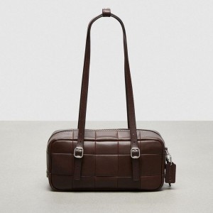 COACH® Alter/Ego Satchel In Checkerboard Upcrafted Leather Women Tote Bags Brown | FANZ90238