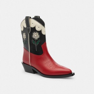 COACH® Aria Cowboy Women Boots Red | ZKIU10789