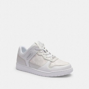 COACH® C201 Low Top In Signature Canvas Women Sneakers White | XYJP23107
