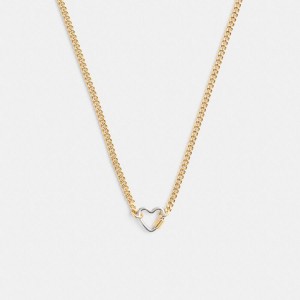 COACH® Carabiner Heart Necklace Women Jewelry Gold | UTZS56491