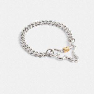 COACH® Carabiner Rexy Curb Chain Bracelet Women Jewelry Silver | QGJX83075