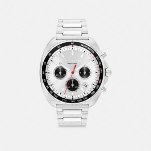 COACH® Charter Chronograph, 44 Mm Men Watches Silver | QINW49123