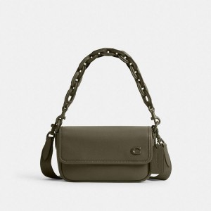 COACH® Charter Flap 18 Men Crossbody Bag Green | XYQI40759