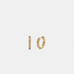 COACH® Classic Crystal Pearl Huggie Earrings Women Jewelry Gold | RUKA10958