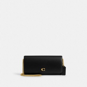 COACH® Evie Long Wallet With Chain Women Clutch Bags Black | RUHG31675