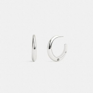 COACH® Hallmark Hoop Earrings Women Jewelry Silver | LHPG49106