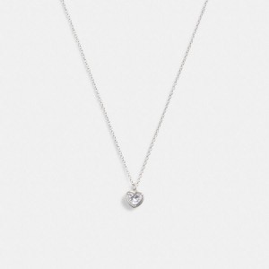 COACH® Halo Heart Pendant Necklace Women Jewelry Silver | NDVO50361