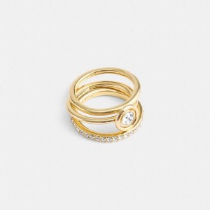 COACH® Halo Round Ring Set Women Jewelry Gold | PKTE48907