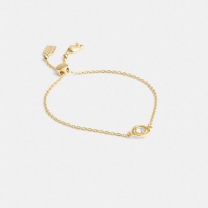 COACH® Halo Round Slider Bracelet Women Jewelry Gold | SKEY31845