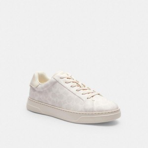 COACH® High Line In Signature Canvas Men Sneakers White | EKXR89267
