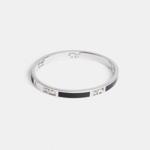 COACH® Horse And Carriage Cut Out Enamel Bangle Women Jewelry Silver | DGKP53028