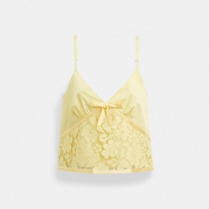 COACH® Lace Tank Top Women T-Shirt Yellow | MSZT48965