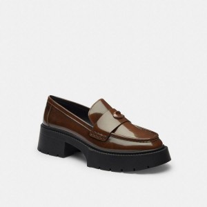 COACH® Leah Platform Women Loafers Brown | QJYA34581