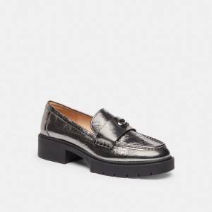 COACH® Leah Women Loafers Silver | OVCN52491