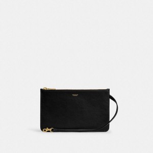 COACH® New York Zip Pouch Women Clutch Bags Black | IZWX53067