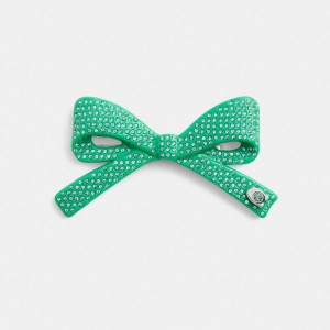 COACH® Pavé Bow Barrette Women Jewelry Green | LCPE56417