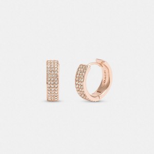 COACH® Pavé Huggie Earrings Women Jewelry Gold | NRFL31054