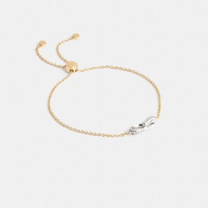 COACH® Pavé Signature Chain Slider Bracelet Women Jewelry Gold | GWVP59306