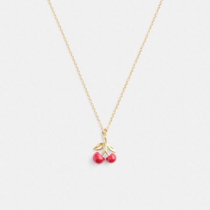 COACH® Resin Cherry Pendant Necklace Women Jewelry Gold | CDAJ82954