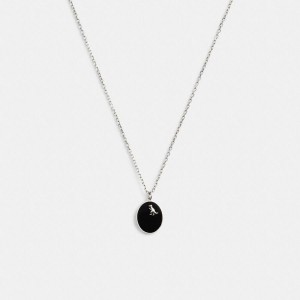 COACH® Rexy Coin Pendant Necklace Men Jewelry Silver | PQAW27941