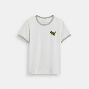 COACH® Rexy Ringer Women T-Shirt White | PENQ17635
