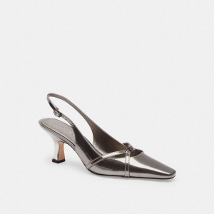 COACH® Rowyn Slingback Women Pumps Silver | OIQJ18254