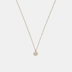COACH® Signature Crystal Pearl Pendant Necklace Women Jewelry Gold | COXH75041