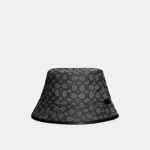 COACH® Signature Jacquard Bucket Men Hat Grey | NZQR98375