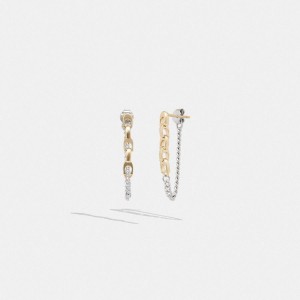 COACH® Signature Mixed Chain Drop Earrings Women Jewelry Silver | LJAO37269