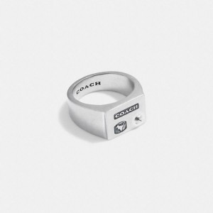 COACH® Sterling Signet Ring Men Jewelry Silver | UROX37849