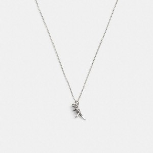 COACH® Sterling Skeletal Rexy Pendant Necklace Men Jewelry Silver | RDIB01659