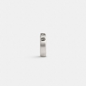 COACH® Sterling Stamped Signature Huggie Earring Men Jewelry Silver | OVQN73180