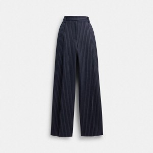 COACH® Wide Leg Trousers Women Pants Navy | KBYO51269