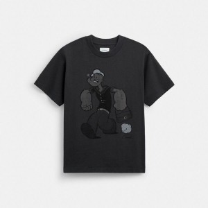 COACH® X Popeye Relaxed Women T-Shirt Black | KTDF57183