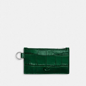 COACH® Zip Card Case Men Wallet Green | GLJT67413