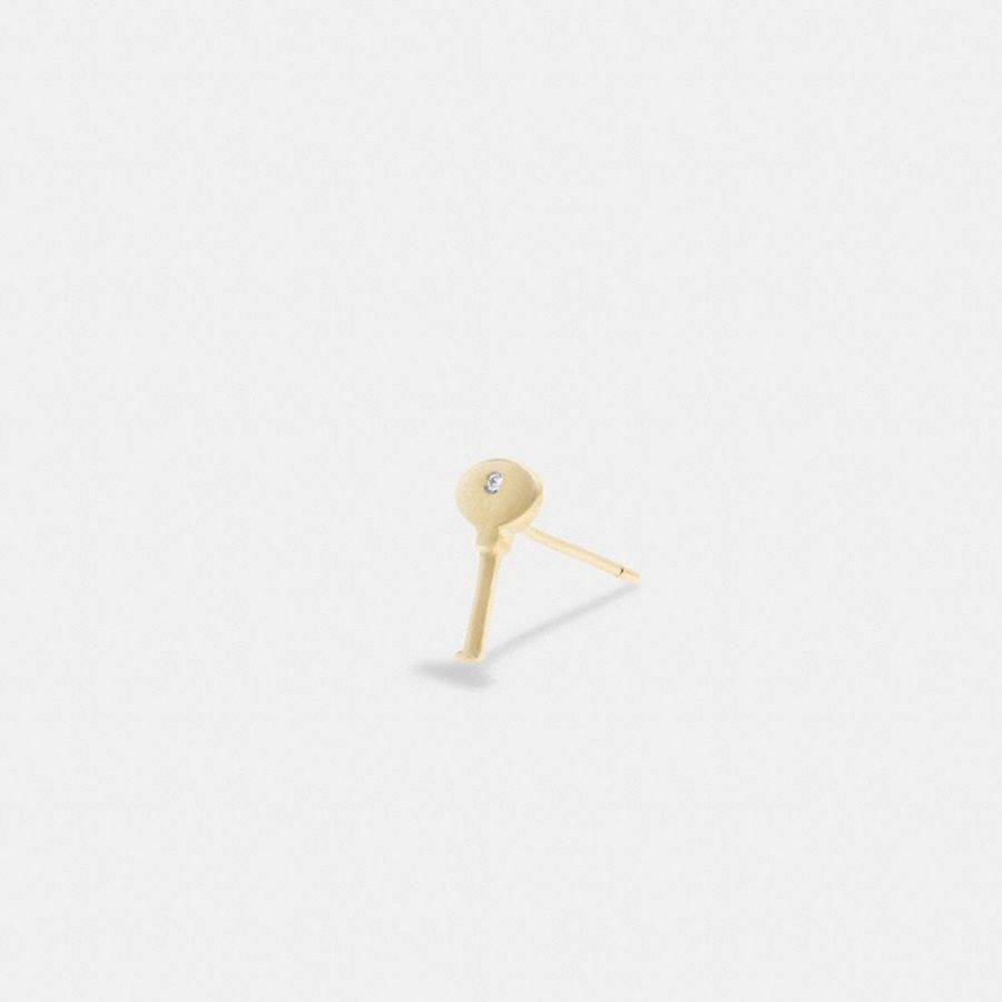 COACH® 14 K Gold Key Single Stud Earring Women Jewelry Gold | VSON18250