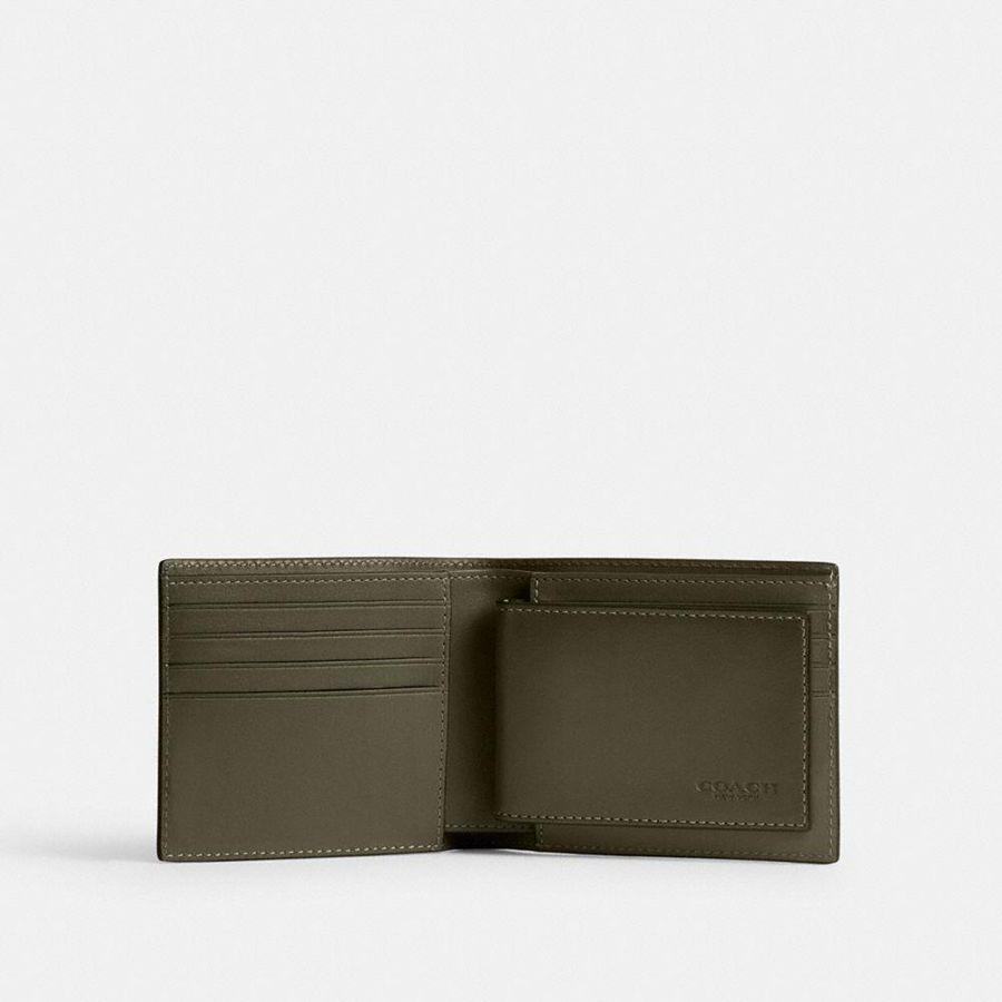 COACH® 3 In 1 Men Wallet Green | VZQH79842