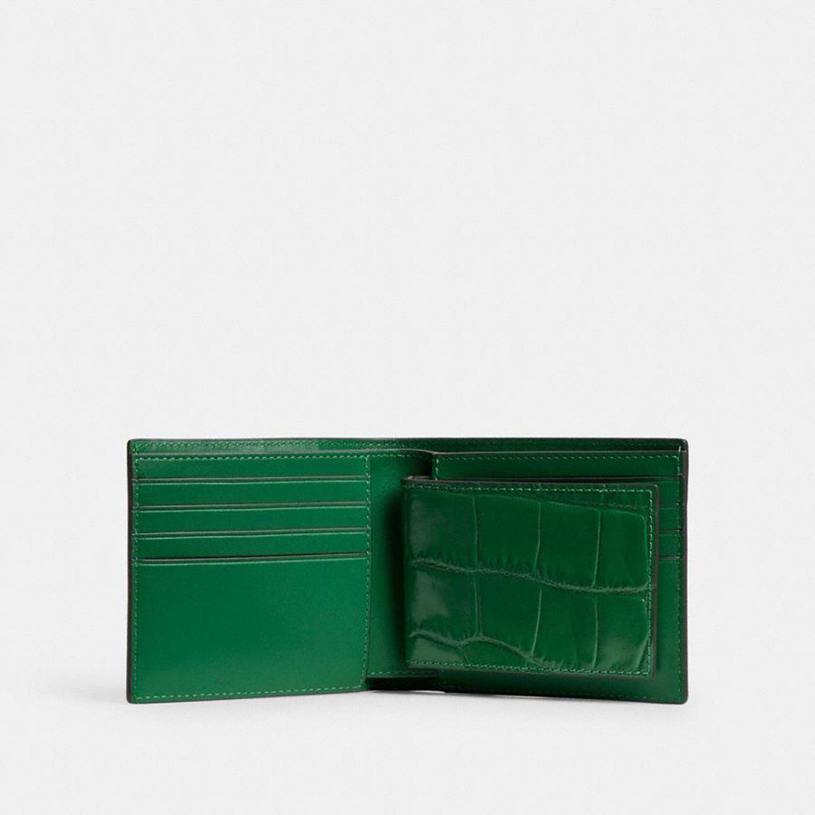 COACH® 3 In 1 Men Wallet Green | XMJC87253