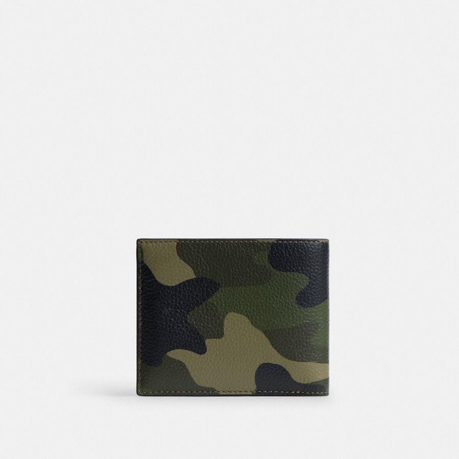 COACH® 3 In 1 With Camo Print And Coach Graphic Men Wallet Green | FIRB69541