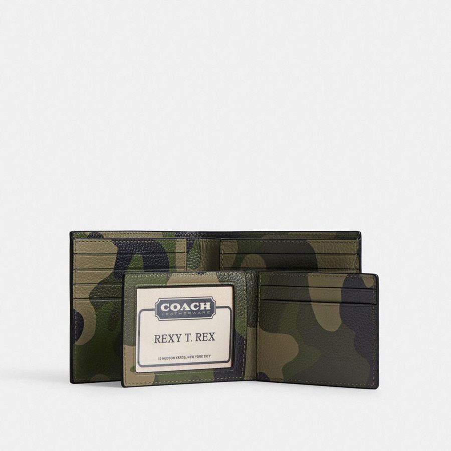 COACH® 3 In 1 With Camo Print And Coach Graphic Men Wallet Green | FIRB69541