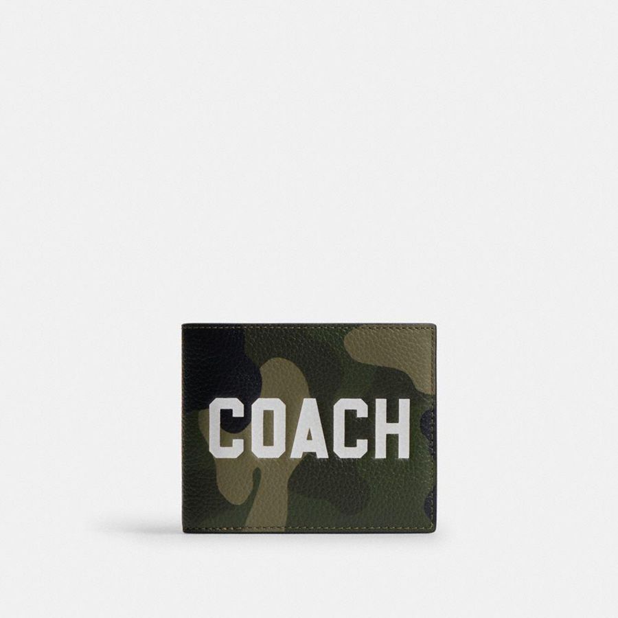 COACH® 3 In 1 With Camo Print And Coach Graphic Men Wallet Green | FIRB69541