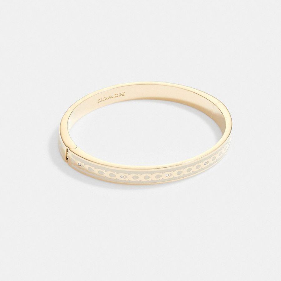 COACH® 6 Mm Signature Enamel Bangle Women Jewelry Gold | YDXV53046