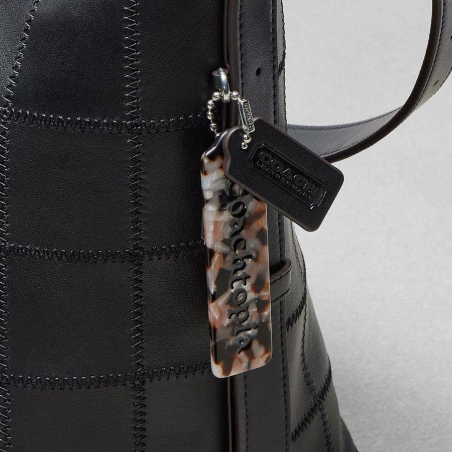 COACH® Alter/Ego In Checkerboard Upcrafted Leather Women Hobo Bag Black | ORAF76145