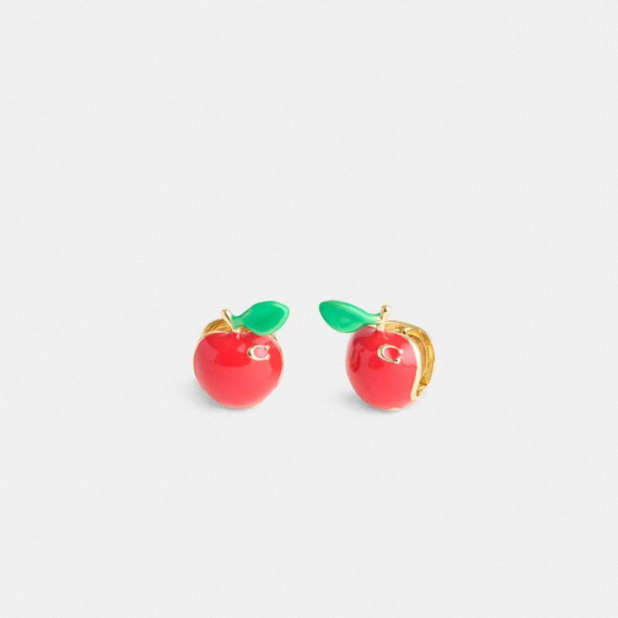 COACH® Apple Huggie Earrings Women Jewelry Red | YIWM26857