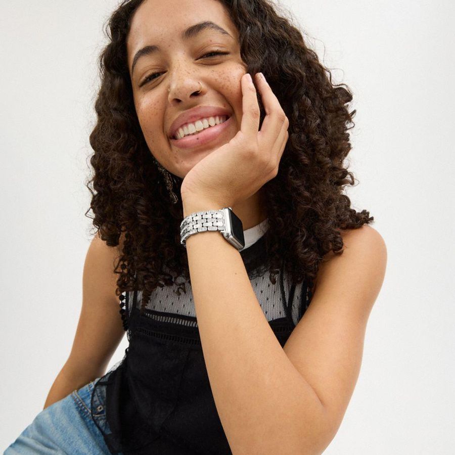 COACH® Apple® Strap, 38 Mm, 40 Mm And 41 Mm Women Watches Silver | FRUO74612