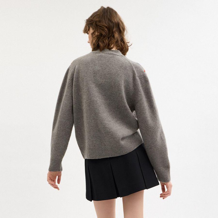 COACH® Argyle Cardigan Women Sweater Grey | CQYT05974