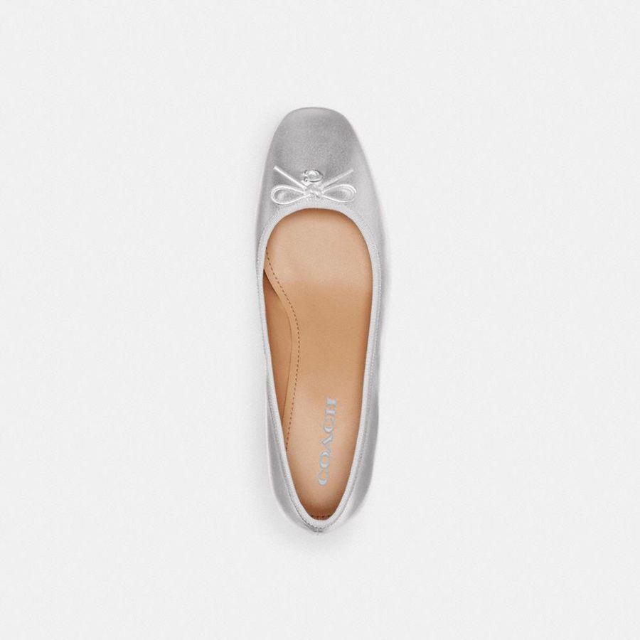 COACH® Ava Ballet Women Pumps Silver | JKCX20673