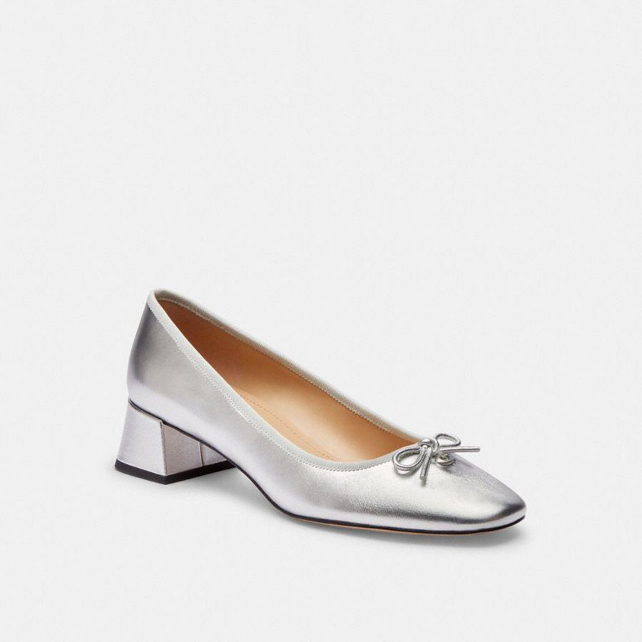 COACH® Ava Ballet Women Pumps Silver | JKCX20673